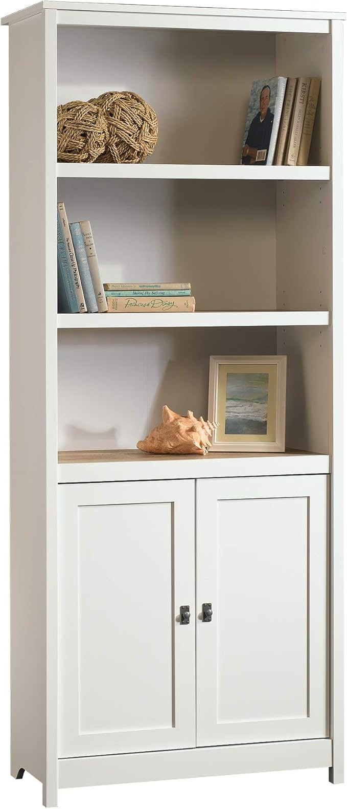 Sauder Cottage Road Library with Doors, Soft White finish | Amazon (US)
