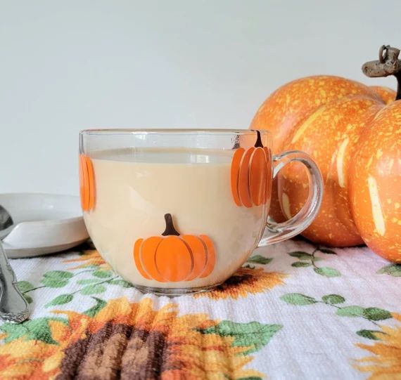 Pumpkin Clear Glass Mug  Fall Coffee Cup  Oversized Mug  - Etsy | Etsy (US)