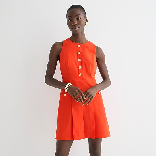 Pleated mini dress in Italian bi-stretch wool | J. Crew US