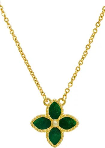 SAVVY CIE JEWELS 18K Gold Vermeil Agate Flower Pendant Necklace | Nordstromrack | Nordstrom Rack
