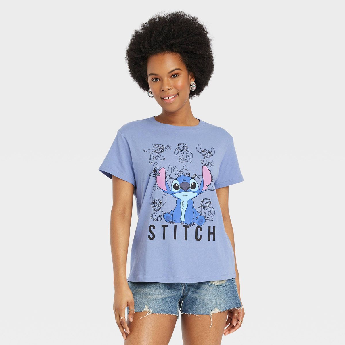 Women's Disney Stitch Short Sleeve Graphic T-Shirt - Blue | Target