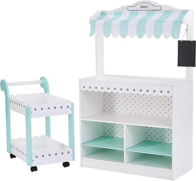 Teamson Kids Pretend Play Bake Shop with Play Food & Rolling Dessert Cart, My Dream Bakery Wooden... | Amazon (US)