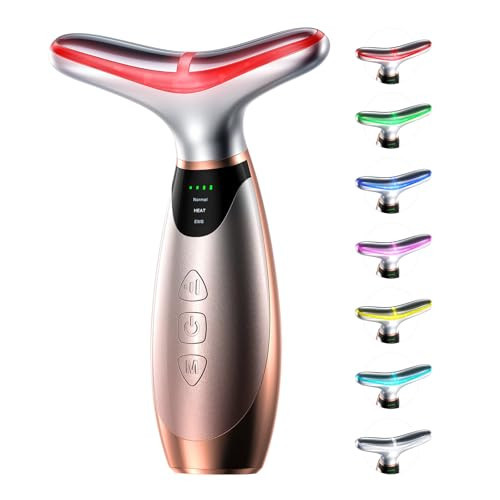 Pedete Facial Massager, 7 Colors Red Light Therapy for Face and Neck, Face Lift Device with 113°F Heating Vibration for Multi Skin Care | Amazon (US)