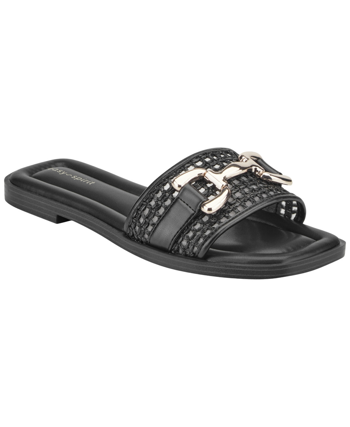 Easy Spirit Women's Vana Woven Slide Flat Sandals - Black | Macy's
