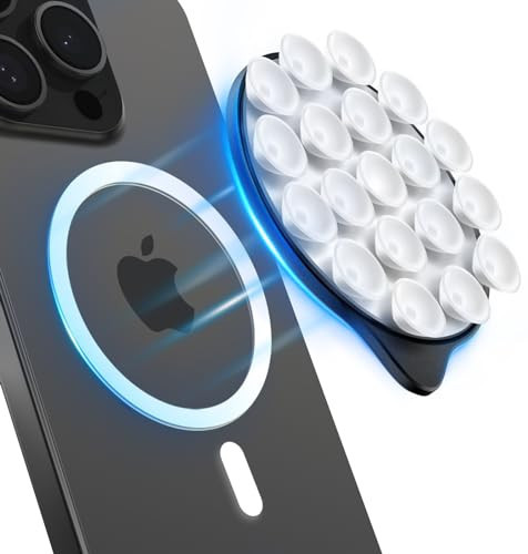 MagSuction Silicone Suction Cup Phone Mount for MagSafe, Anti-Slip Hands-Free Phone Holder, Compatible with iPhone MagSafe Phone Case, Perfect for TikTok Videos and Selfies (Black & White) | Amazon (US)
