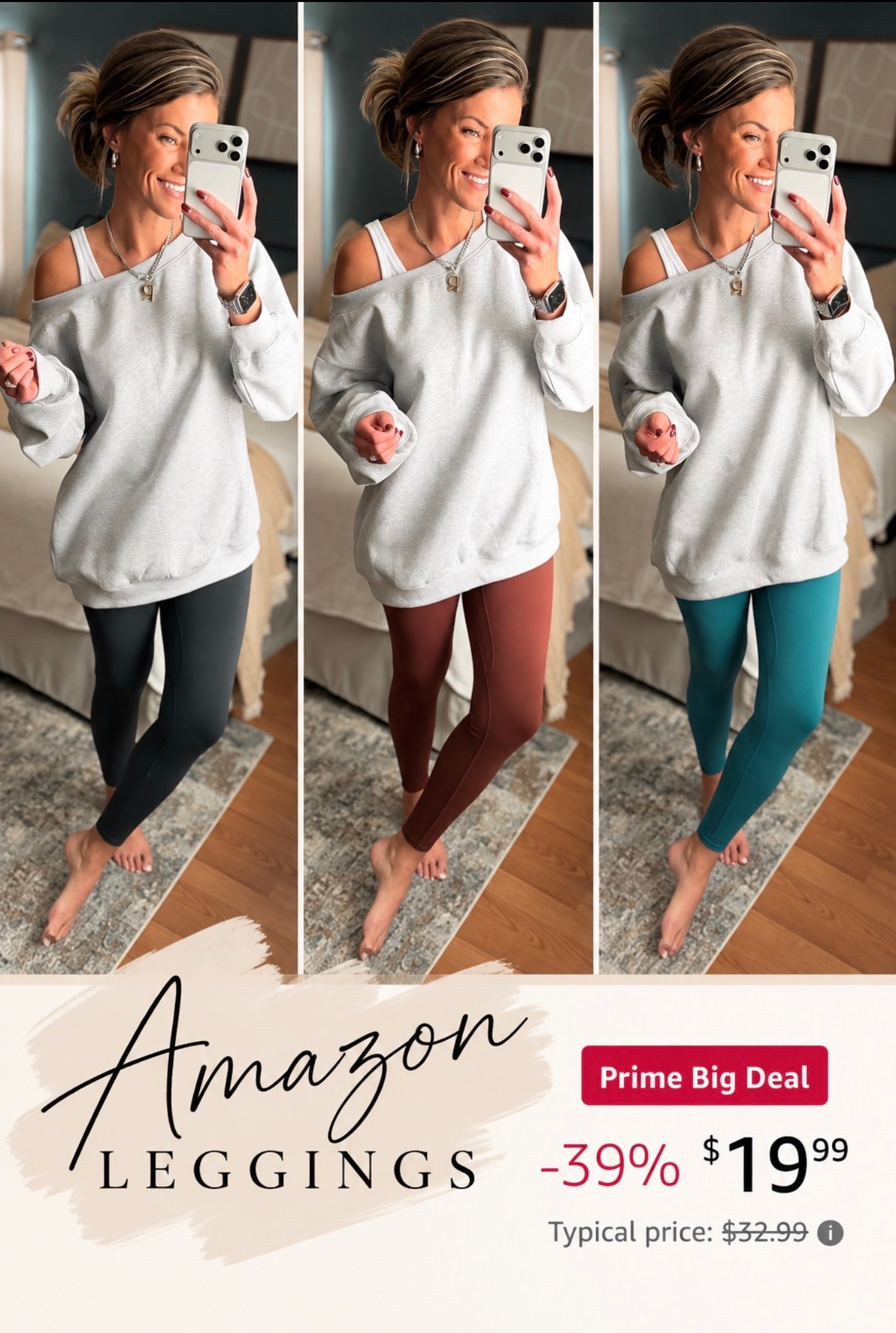 My all time favorite Amazon leggings. I love the buttery soft material, they stay in place, and they smooth any lumps and bumps. Also linked my go to underwear when wearing leggings  
Wearing medium in all pieces. 

#LTKActive #LTKmomlife #LTKSeasonal