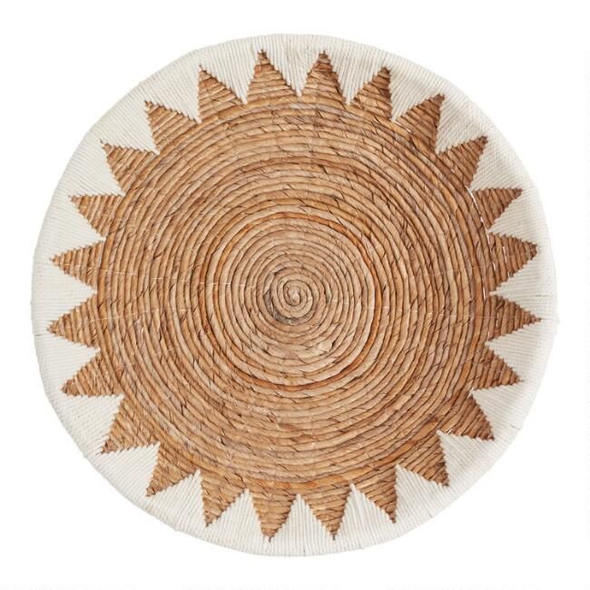 White and Natural Banana Bark Woven Disc Wall Decor | World Market