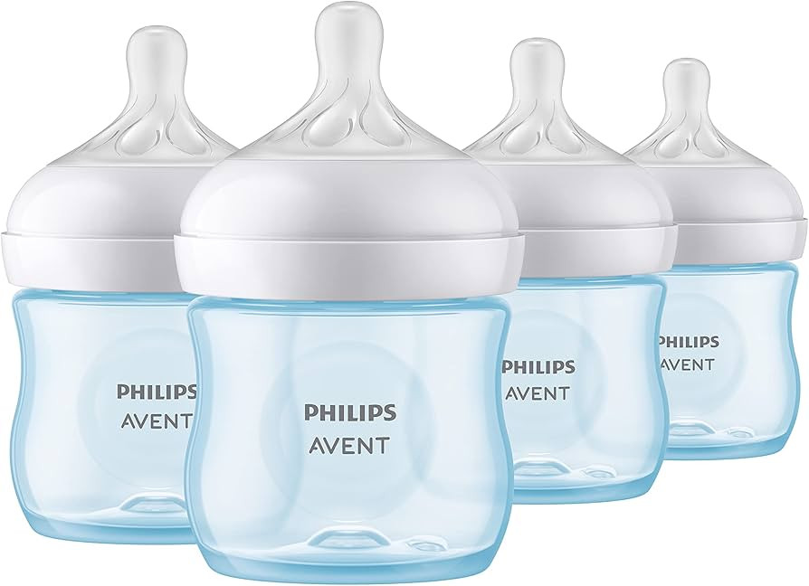 Philips Avent Natural Baby Bottle with Natural Response Nipple, Blue, 4oz, 4pk, SCY900/24 | Amazon (US)