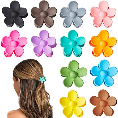 YosaiHom 12 Pack Small Flower Hair Claw Clips for Kids Girls, Tiny Hair Clips for Thin Thick Hair,1.37 Inch Mini Jaw Clips Strong Hold Non Slip Hair Accessories Clamps for Women-12 Colors | Amazon (US)