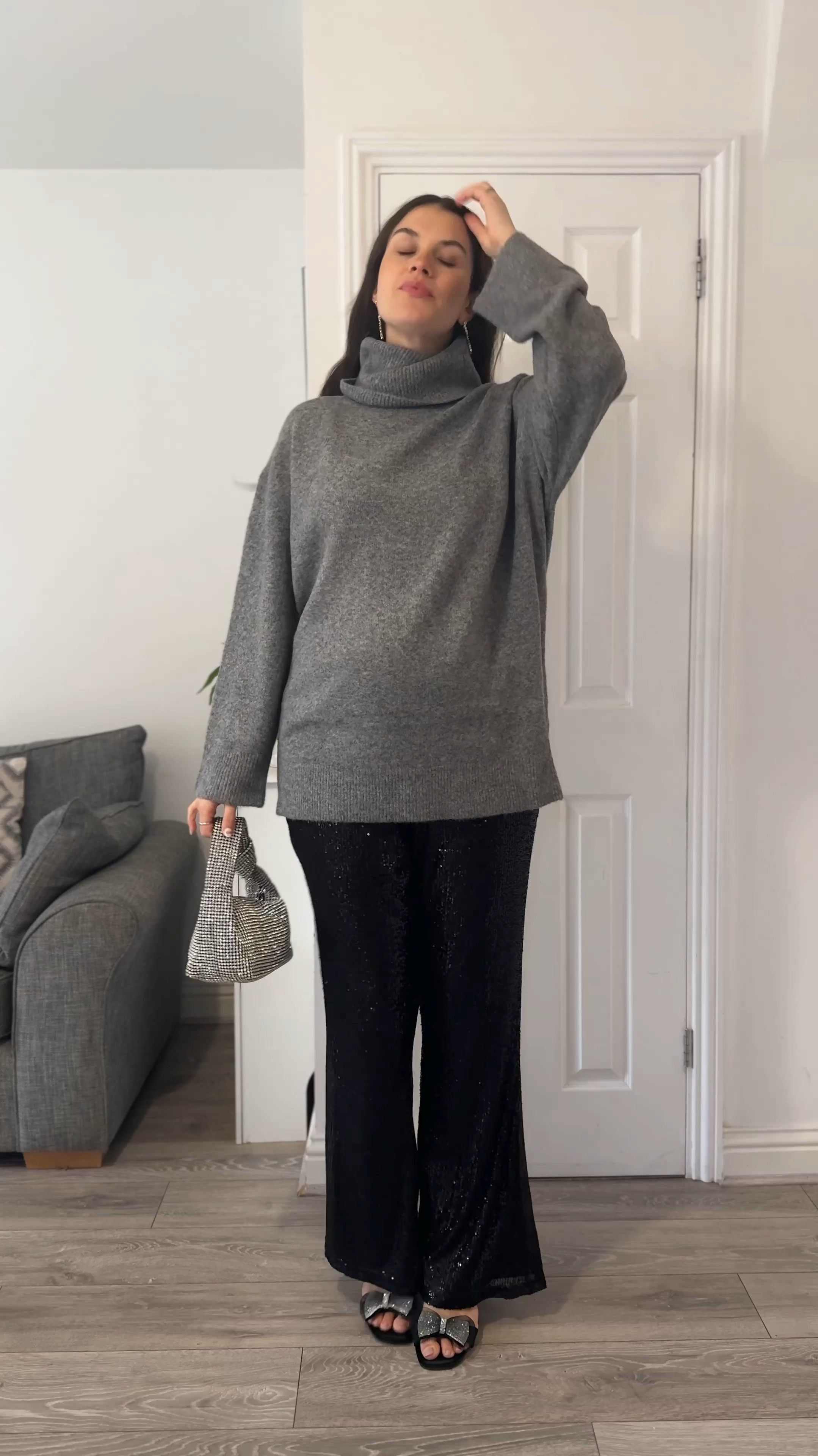 POV: you want comfort and stretch this coming sparkle season. ✨ 

I paired an oversized grey chunky knit with some sparkly accessorises because sometimes you want to look like you’ve dressed up for festivities but you want to feel comfy and warm too. 

These wide leg sequin trousers are part of New Look’s maternity range. If you’re pregnant you’ve got to explore their mama to be range, it’s so good. 

Ad/pr @newlook #newlookfashion #tistheseasontosparkle #sequintrousers #christmasoutfit #christmaspartyoutfits #highstreetfashion 

#LTKwinter #LTKpartywear #LTKCyberWeek