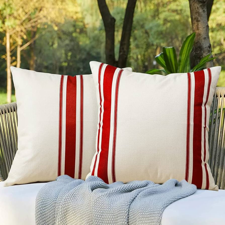 OTOSTAR Pack of 2 Christmas Decor Outdoor Pillow Covers 18x18 Inch Patio Waterproof Decorative Th... | Amazon (US)