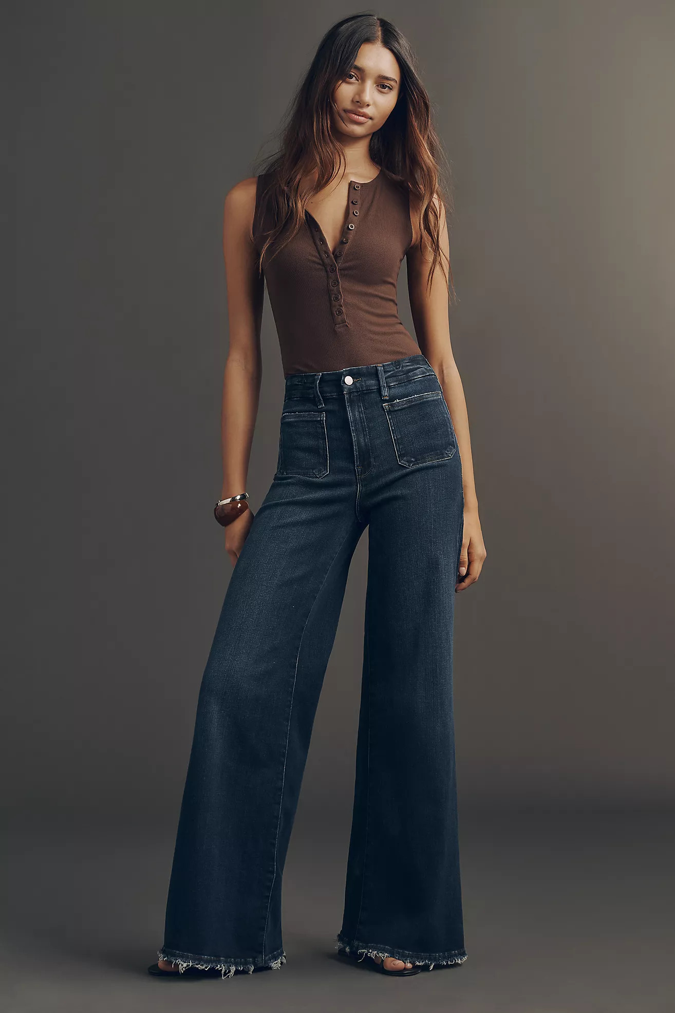 Good American Soft-Tech Good Waist High-Rise Palazzo Jeans | Anthropologie (US)