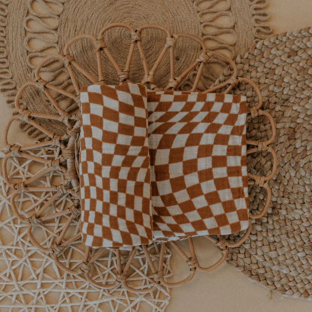 Wavy Checker Muslin Swaddle | Brixton Phoenix
