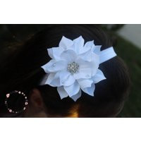 White Flower Headband  Christening Headband  Rhinestone Headband  Flower Girl Band  Bridal Hairpiece  Hair Accessory  Toddler Headband | Etsy (US)