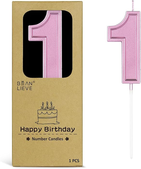 BEAN LIEVE Rose Gold Birthday Candles Number 1, Rose Gold Number Candles, Cake Number Candles for... | Amazon (US)