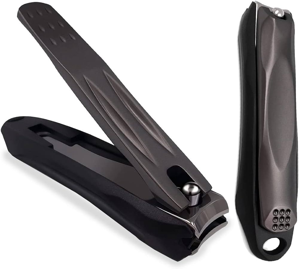 Precision Nail Clippers with Nail Catcher No Splash, Black Stainless Steel Manicure Tools | Amazon (US)