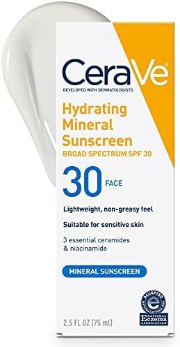 Cerave 100% Mineral Sunscreen SPF 30 | Face Sunscreen with Zinc Oxide & Titanium Dioxide for Sensiti | Amazon (US)