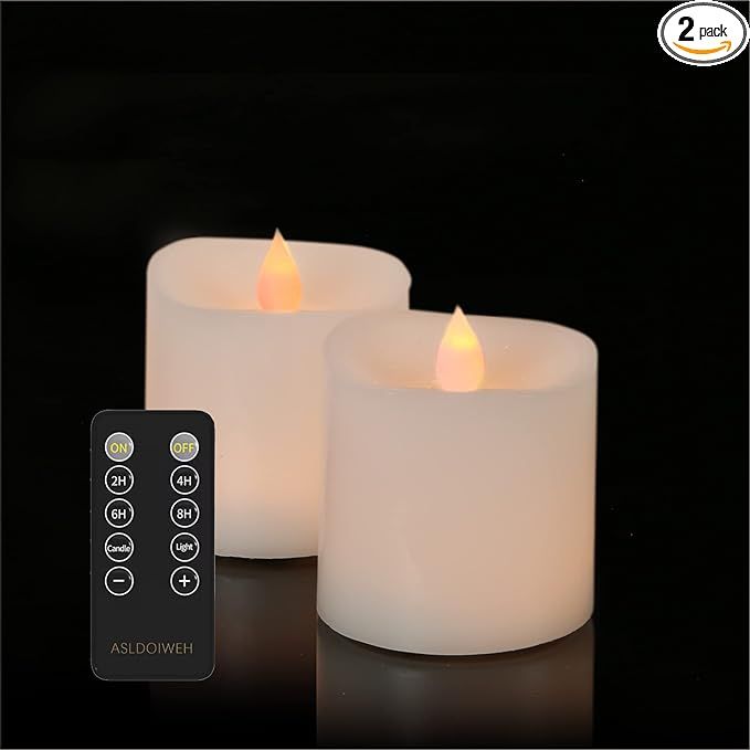 ASLDOIWEH 3x3 Flickering Flameless Candles Battery Operated Candle 2AA 600 Hours White (3x3 inch)... | Amazon (US)