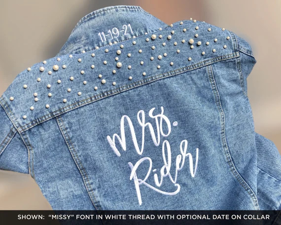 Embroidered Pearl Bride Jean Jacket | Etsy (US)