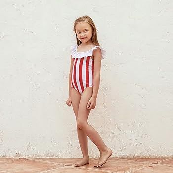 IFFEI Family Matching Swimwear One Piece Bathing Suit Striped Hollow Out Monokini Mommy and Me Beach | Amazon (US)