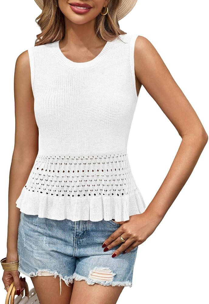 Saodimallsu Womens Crochet Tank Top Sweater Vest | Amazon (US)