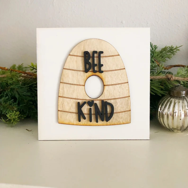Bee kind  sign, bee theme decor, honey decor, Tiered tray sign | Etsy (US)
