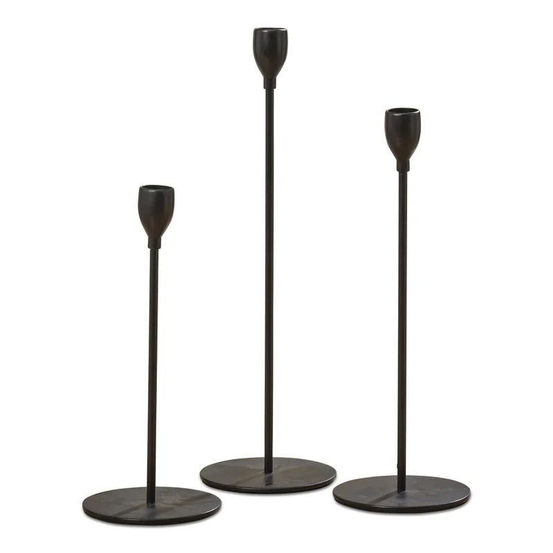 3 Piece Tulip Top Metal Candlestick Holder Set (Set of 3) | Wayfair North America