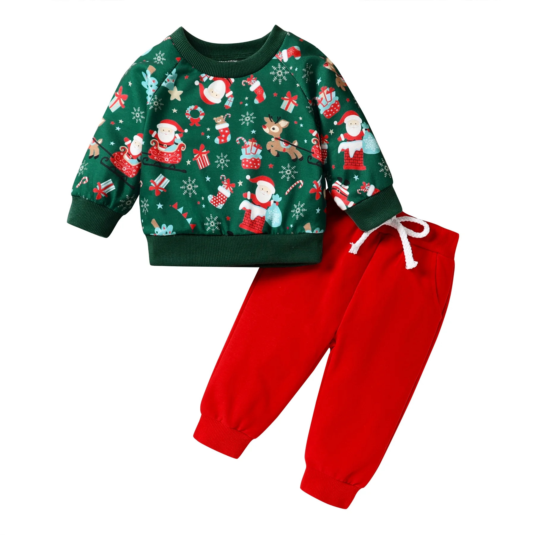 Younger Tree Toddler Baby Girl Boy Christmas Clothes Outfits Long Sleeve Sweatshirt Tops Pants Se... | Walmart (US)