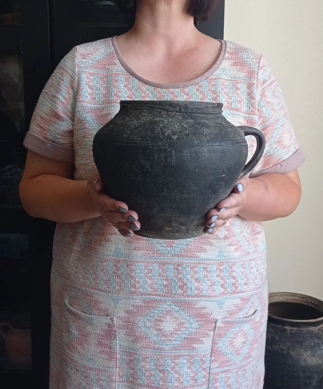 Old black clay pot, Wabi Sabi pot, Black clay vessel, Vintage clay vase, Rustic decor, Primitive ... | Etsy (US)