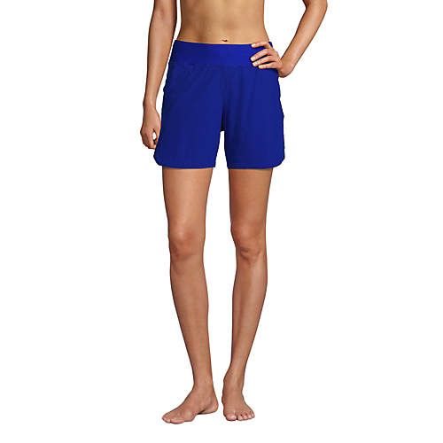 Women's 5" Quick Dry Elastic Waist Board Shorts Swim Cover-up Shorts with Panty | Lands' End (US)
