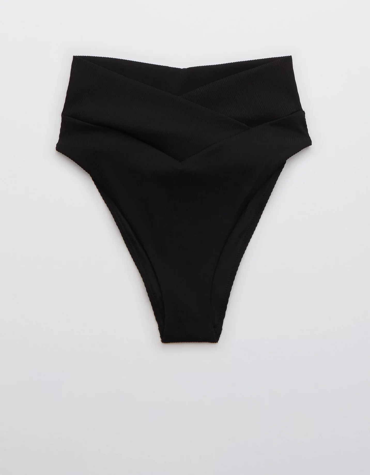 Aerie Ribbed Crossover High Cut Cheeky Bikini Bottom | American Eagle Outfitters (US & CA)