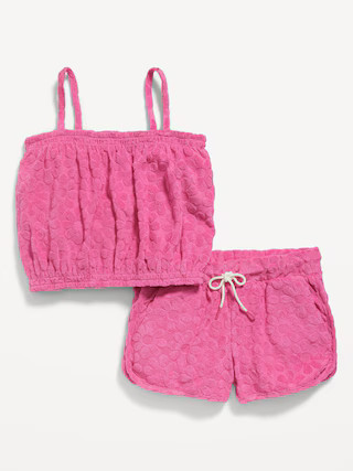 Sleeveless Patterned Loop-Terry Top & Cheer Shorts Set for Girls | Old Navy (US)