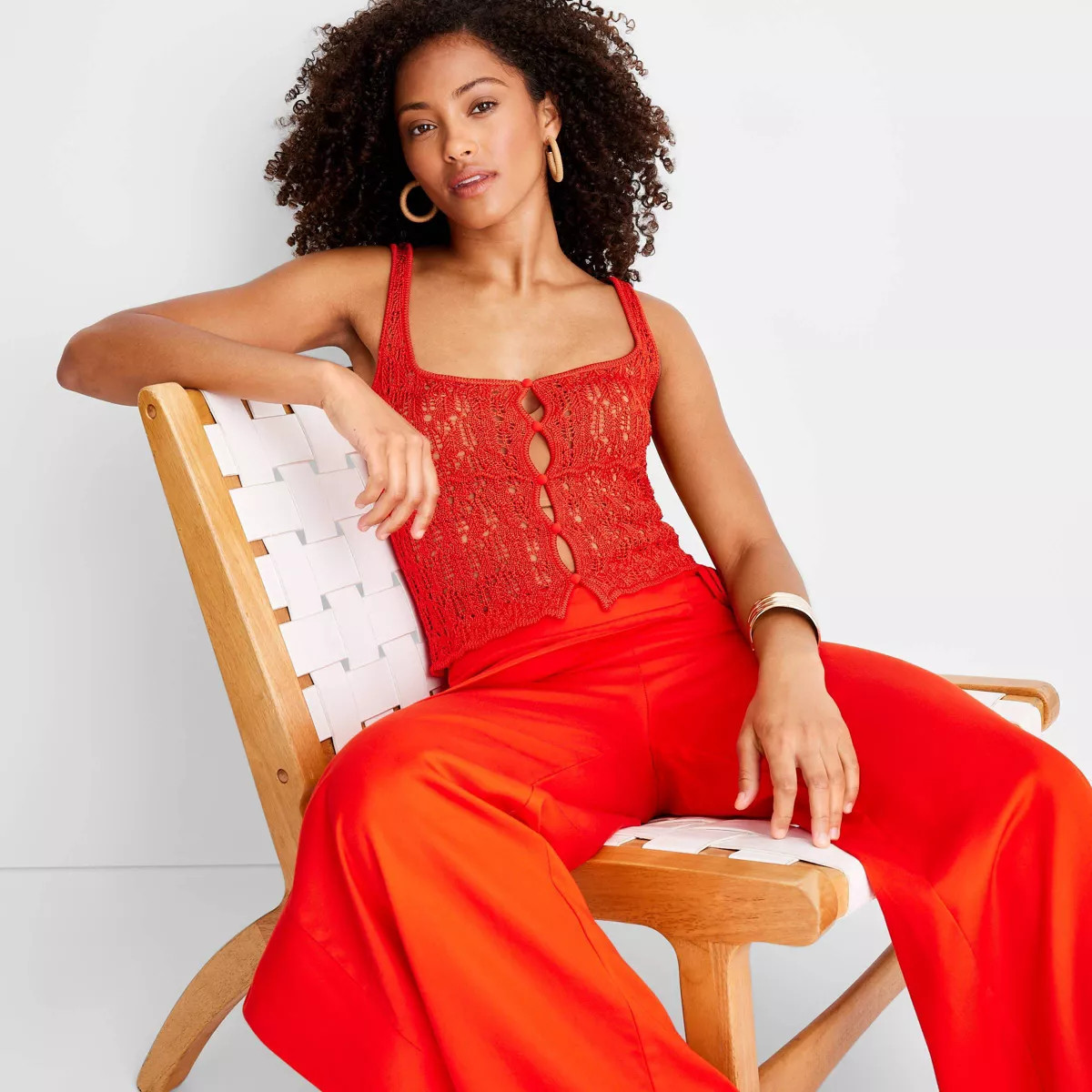 Women's Open Neck Stitch Mix Sweater Tank Top - Future Collective™ with Jenee Naylor Red | Target