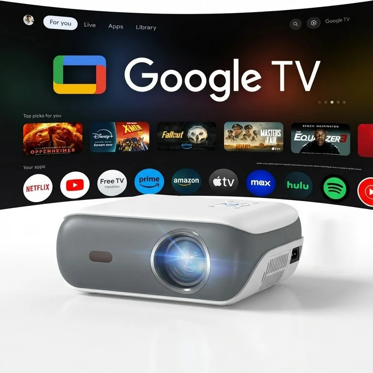 HAPPRUN 4K Supported Google TV Projector,Google Officially Licensed,Dolby Audio,Electric Focus & ... | Walmart (US)