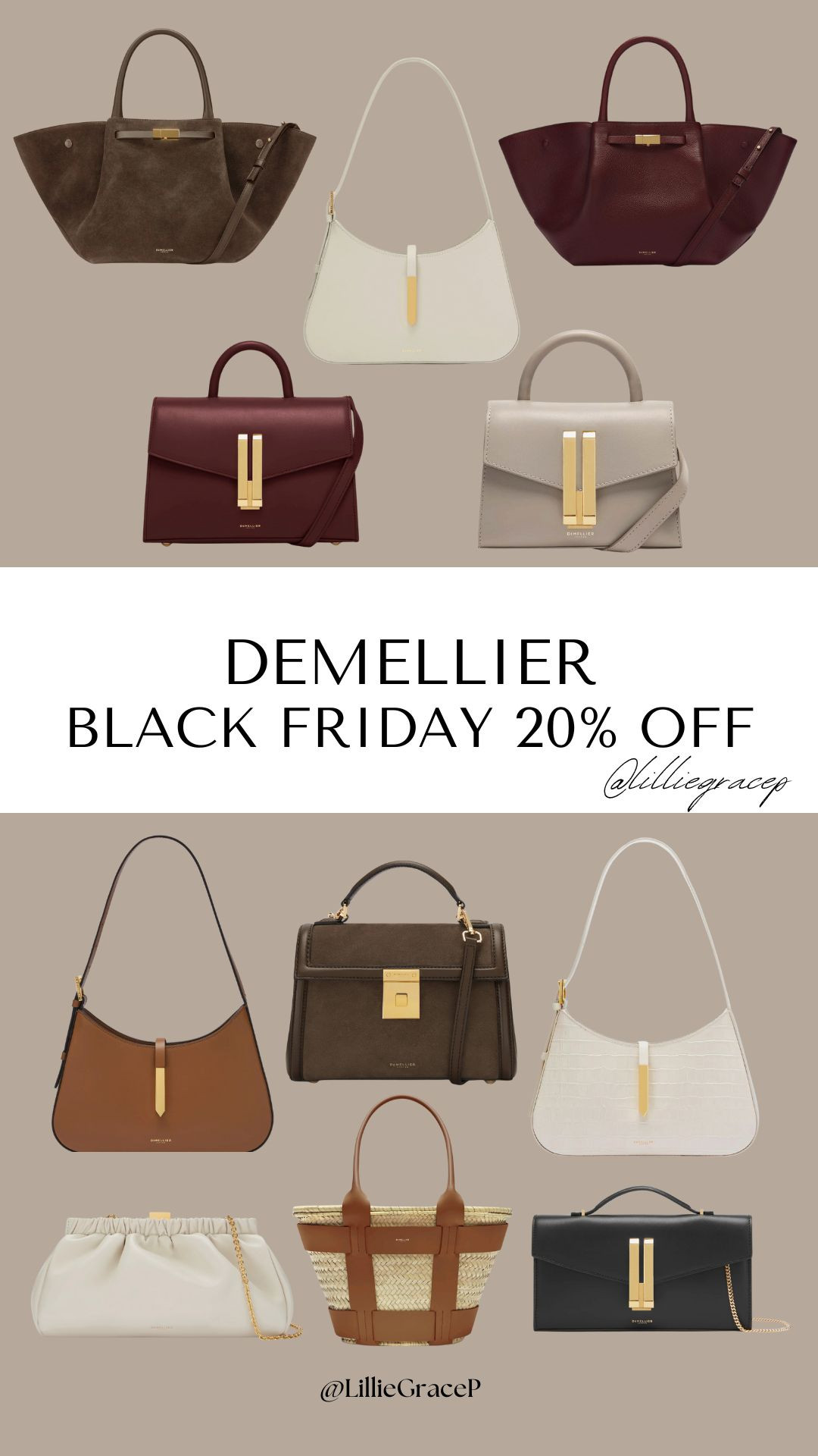 DeMellier Black Friday 20% off everything! My favourite DeMellier bags, classic bag, affordable designer bag, neutral bag, shoulder bag, tote bag, gift ideas 

 #LTKCyberWeek #LTKuk #LTKbag