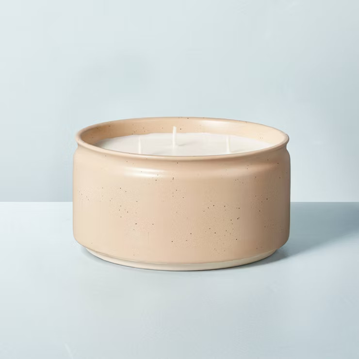 Speckled Ceramic Sandalwood & Clay Jar Candle Taupe - Hearth & Hand™ with Magnolia | Target