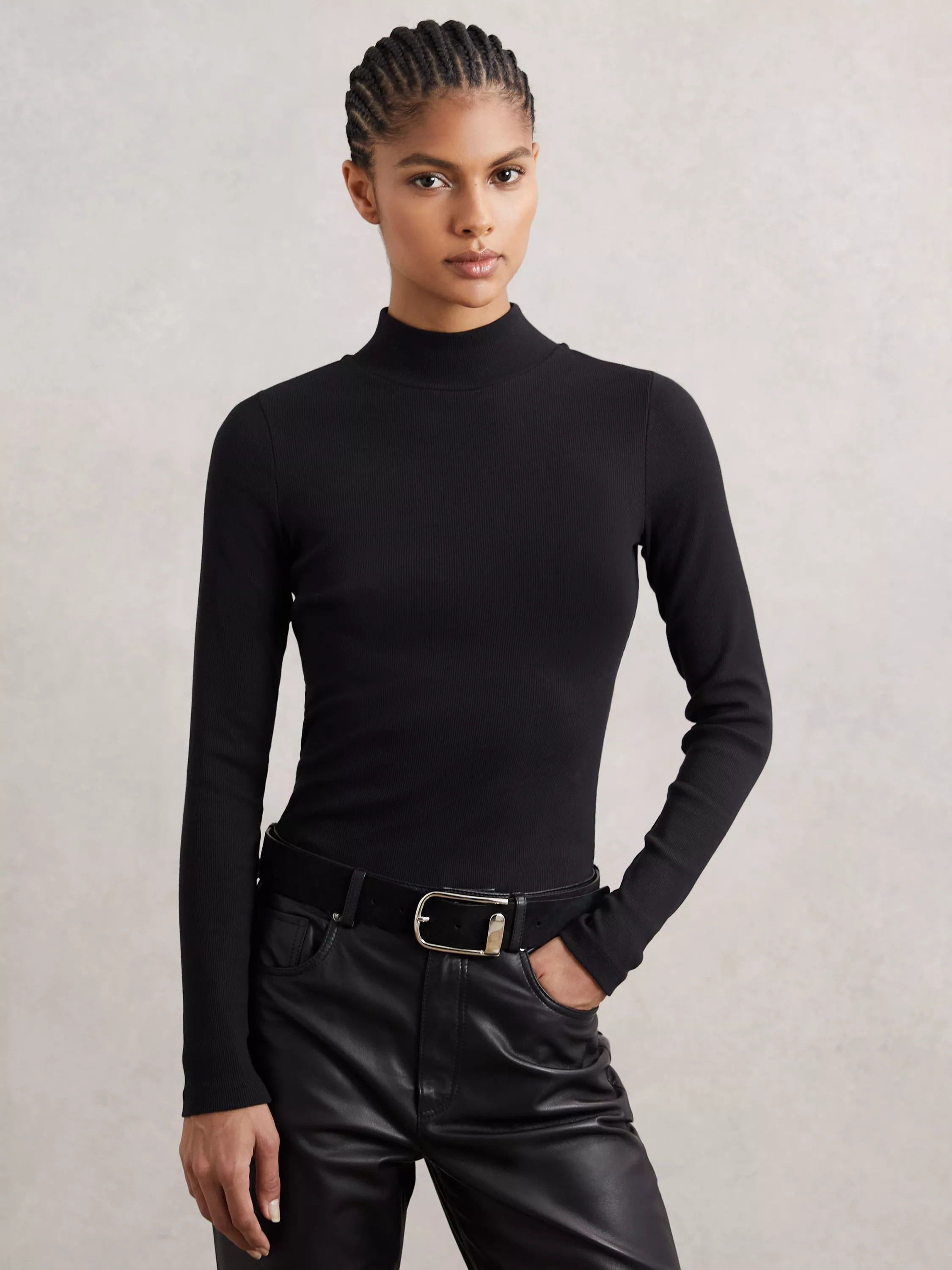 Reiss Polly Ribbed Funnel Neck Top | John Lewis (UK)