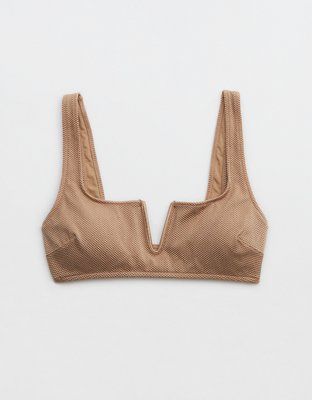 Aerie Shine Pique V Wire Scoop Bikini Top | Aerie