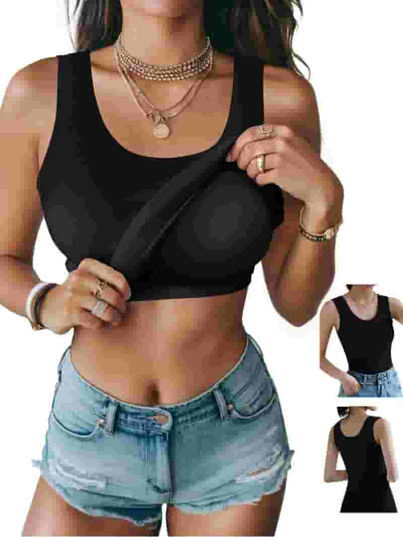 Anygrew Womens Tank Tops with Built in Shelf Bra Basic Stretchy Padded Camisole Casual Layering T... | Walmart (US)