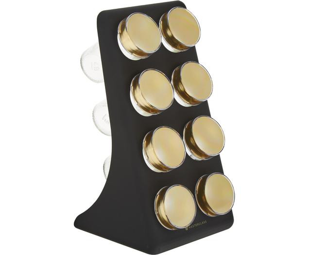 Gewürzregal Master Class mit Gewürzdosen in Schwarz/Gold, 9-tlg. | WestwingNow EU