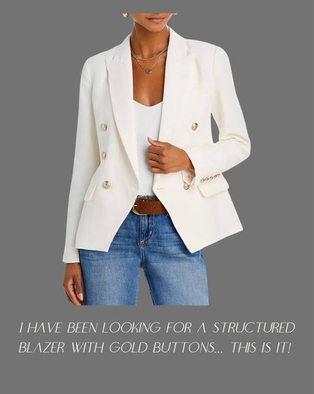I have been looking for a blazer in cream with gold buttons. Love this one. 

Spring style, outfit idea

#LTKSeasonal #LTKworkwear #LTKover40