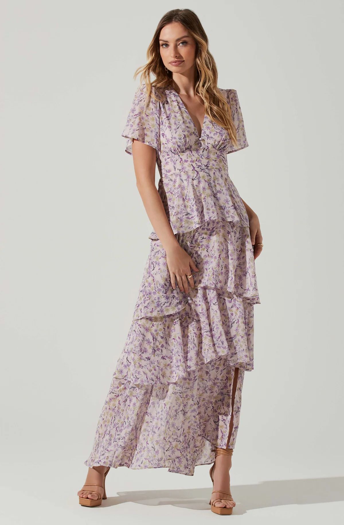 Tayla Floral Tiered Midi Dress | ASTR The Label (US)