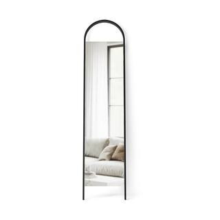 Bellwood 18 in. W x 77 in. H Metal Black Leaning Floor Mirror | The Home Depot