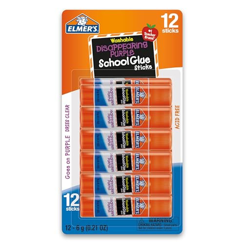 Elmer's Disappearing Purple School Glue Sticks, Washable, 6 Grams, 12 Count | Amazon (US)