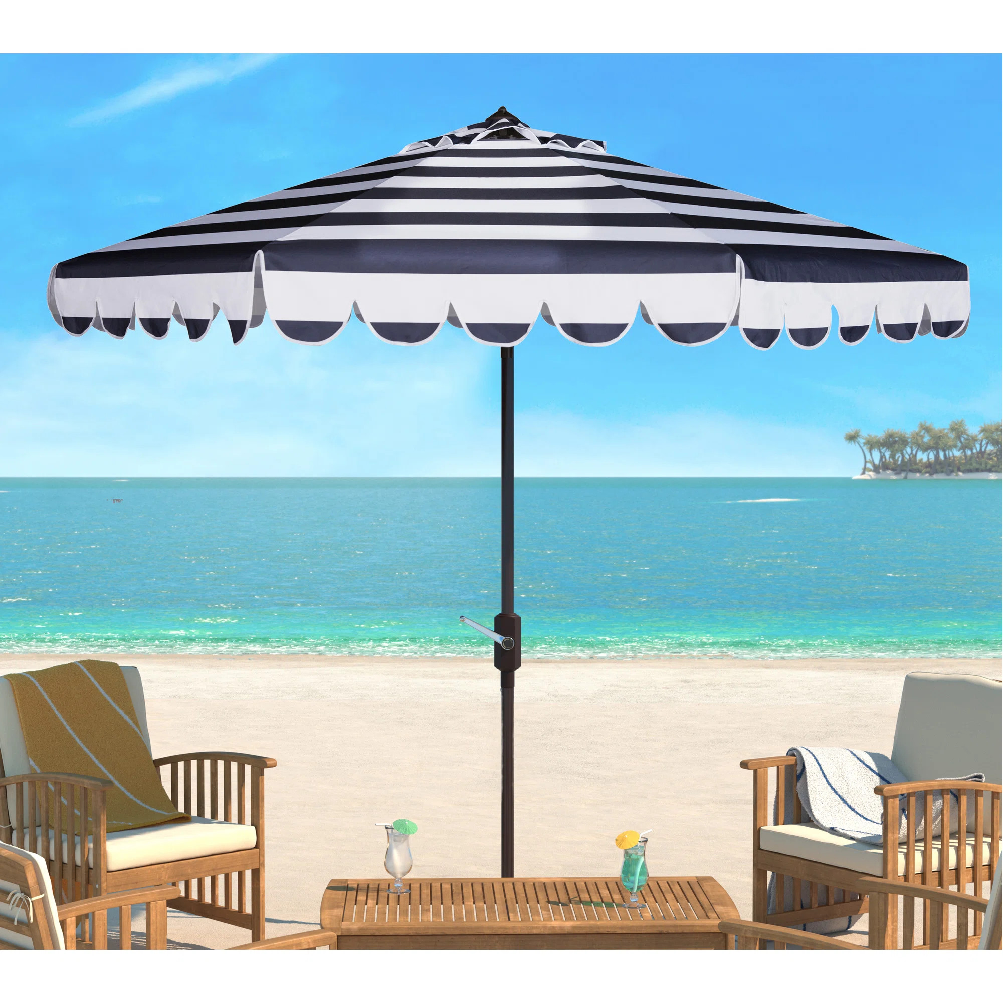 Arlmont & Co. Natalee 108" Scalloped Tilt Top Market Umbrella & Reviews | Wayfair | Wayfair North America