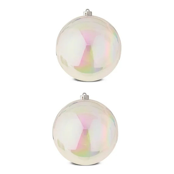 2-Count Iridescent Clear Jumbo Shatterproof Christmas Ornaments, 7.87 in, by Holiday Time | Walmart (US)
