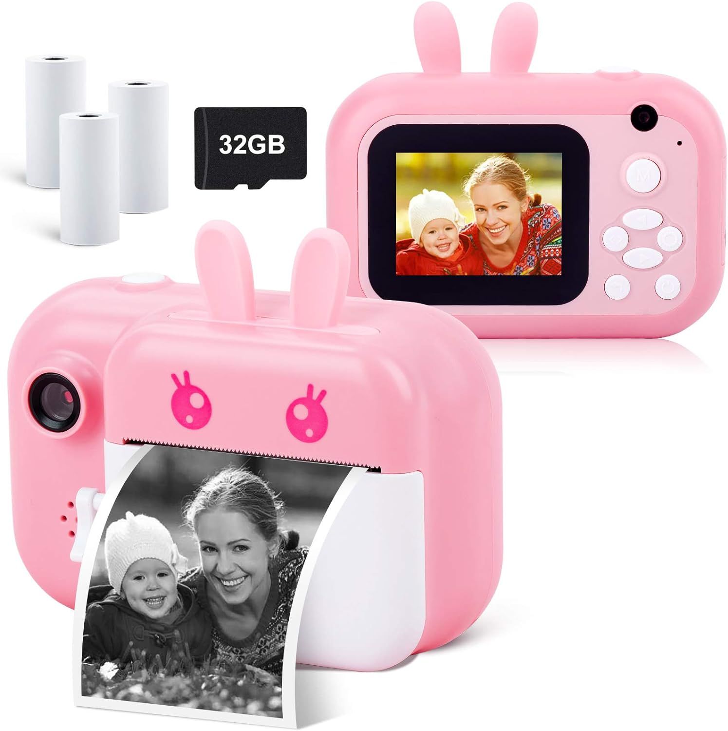 MINIBEAR Instant Digital Camera for Girls Toddler Camera with Print Paper, 40MP Kids Child Selfie... | Amazon (US)