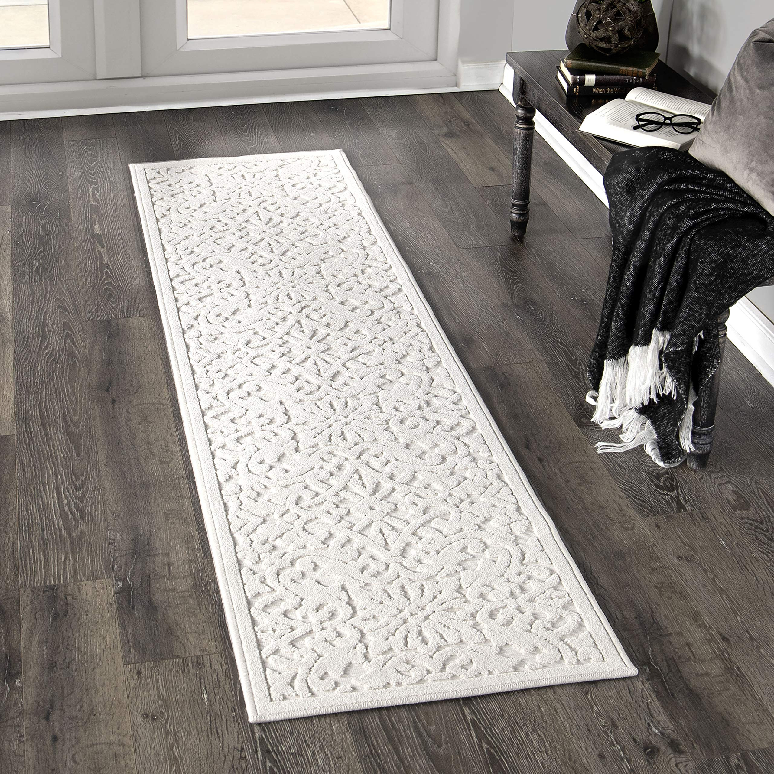 Orian Rugs Boucle Collection 397062 Indoor/Outdoor High-Low Biscay Runner Rug, 1'11" x 7'6", Natu... | Amazon (US)