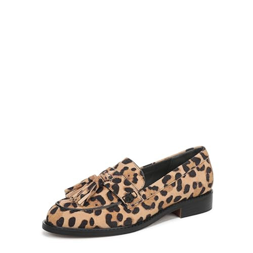 Franco Sarto Women's Carolyn Low Loafer Tan Leopard Print Suede 9.5 M | Amazon (US)