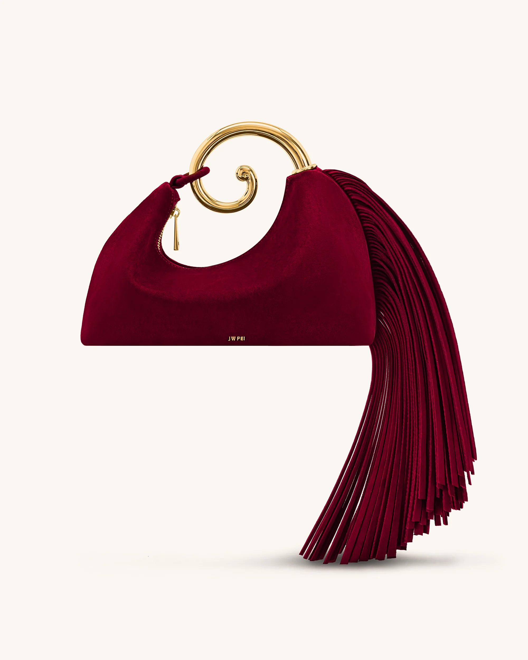 Nell Fringe Hardware Top Handle Bag - Burgundy | JW PEI US